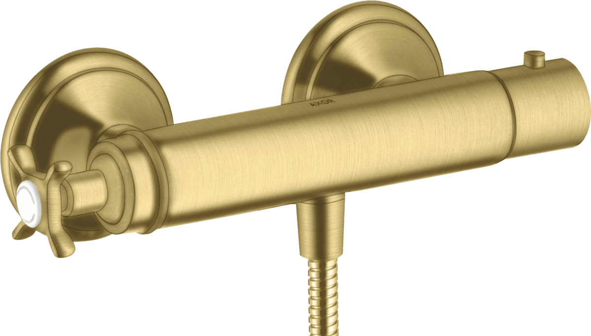 HANSGROHE AXOR Montreux Brausethermostat Aufputz mit Kreuzgriff #16261950 - Brushed Brass
