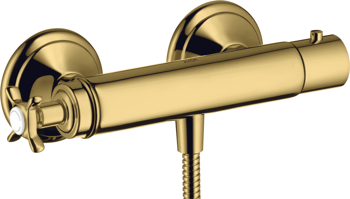 HANSGROHE AXOR Montreux Brausethermostat Aufputz mit Kreuzgriff #16261990 - Polished Gold Optic