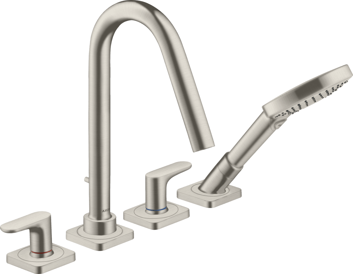 HANSGROHE AXOR Citterio M 4-Loch Fliesenrandarmatur mit Hebelgriffen und Rosetten #34454800 - Edelstahl Optic