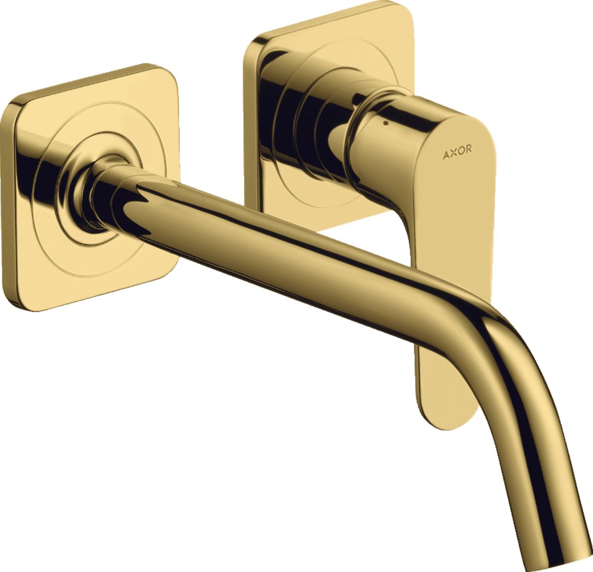 HANSGROHE AXOR Citterio M Einhebel-Waschtischmischer Unterputz für Wandmontage mit Auslauf 227 mm und Rosetten #34116990 - Polished Gold Optic
