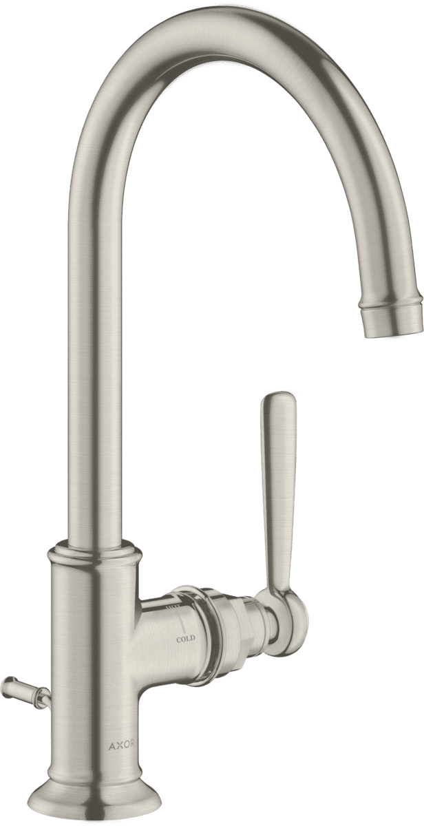 HANSGROHE AXOR Montreux Einhebel-Waschtischmischer 210 mit Hebelgriff und Zugstangen-Ablaufgarnitur #16517800 - Edelstahl Optic