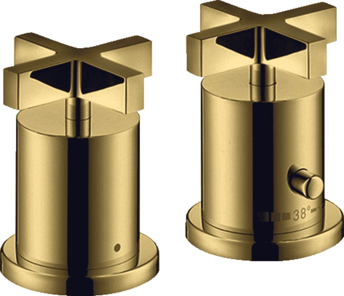 Зображення з  HANSGROHE AXOR Citterio 2-hole rim mounted thermostatic bath mixer with cross handles #39480990 - Polished Gold Optic