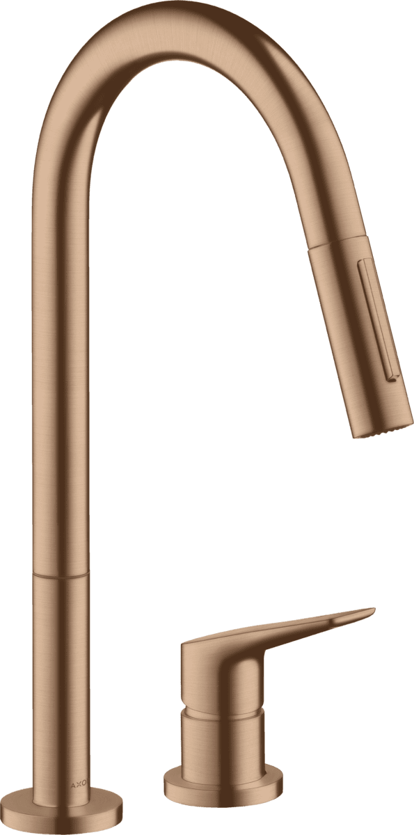 HANSGROHE AXOR Citterio M 2-Loch Einhebel-Küchenmischer 220 mit Ausziehbrause #34822310 - Brushed Red Gold