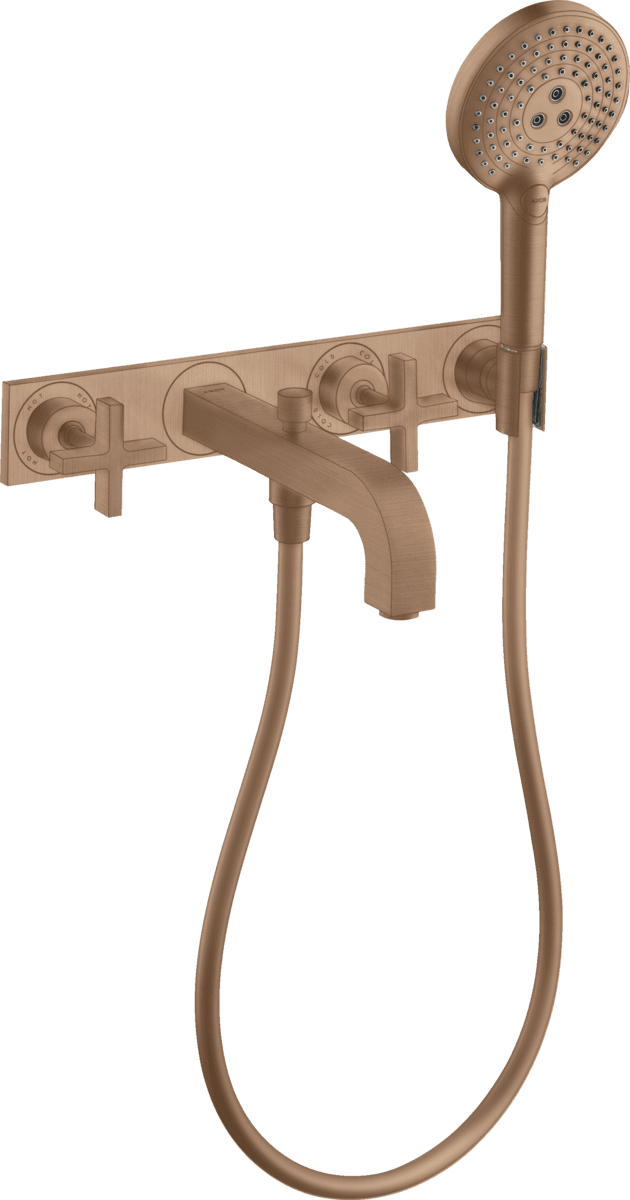 εικόνα του HANSGROHE AXOR Citterio 3-hole bath mixer for concealed installation wall-mounted with cross handles and plate #39441310 - Brushed Red Gold