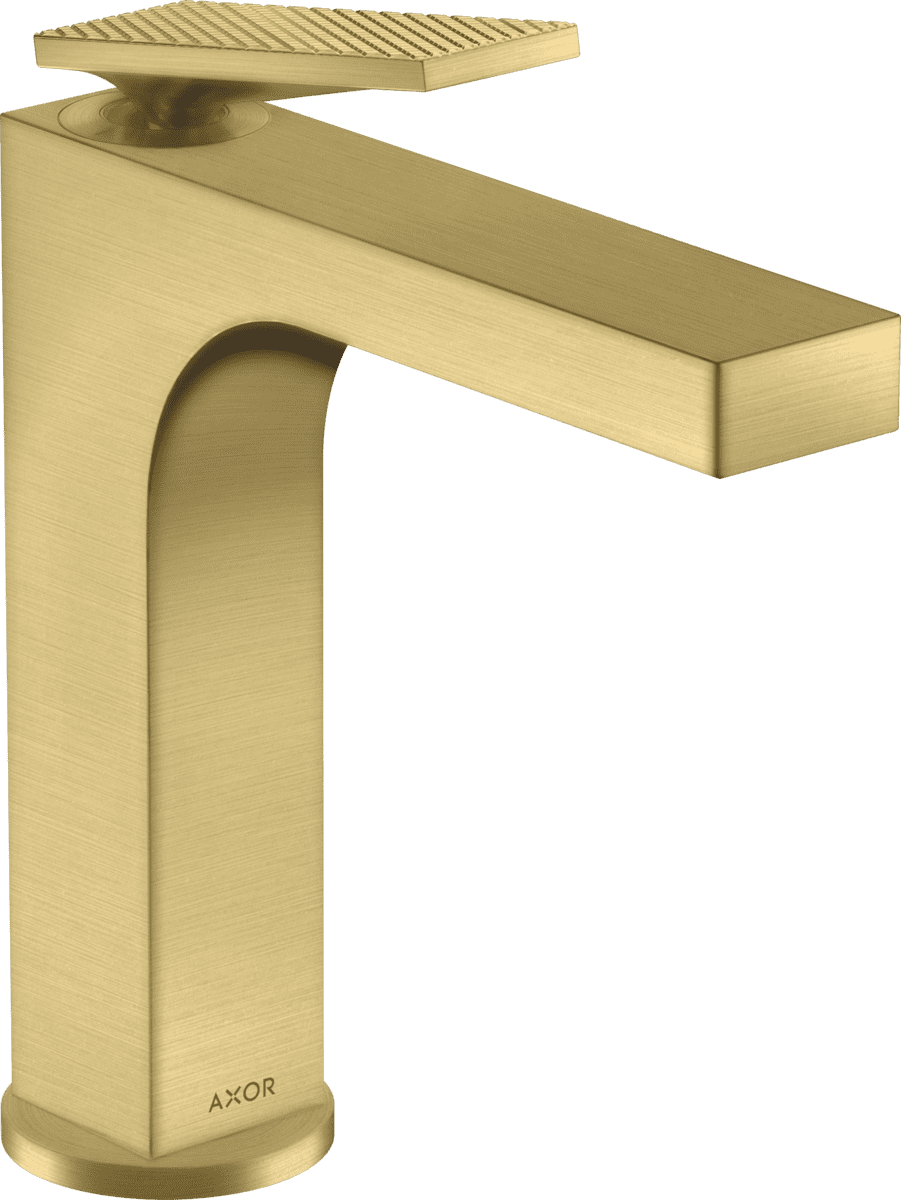 HANSGROHE AXOR Citterio Einhebel-Waschtischmischer 160 mit Hebelgriff und Zugstangen-Ablaufgarnitur - Rautenschliff #39071950 - Brushed Brass