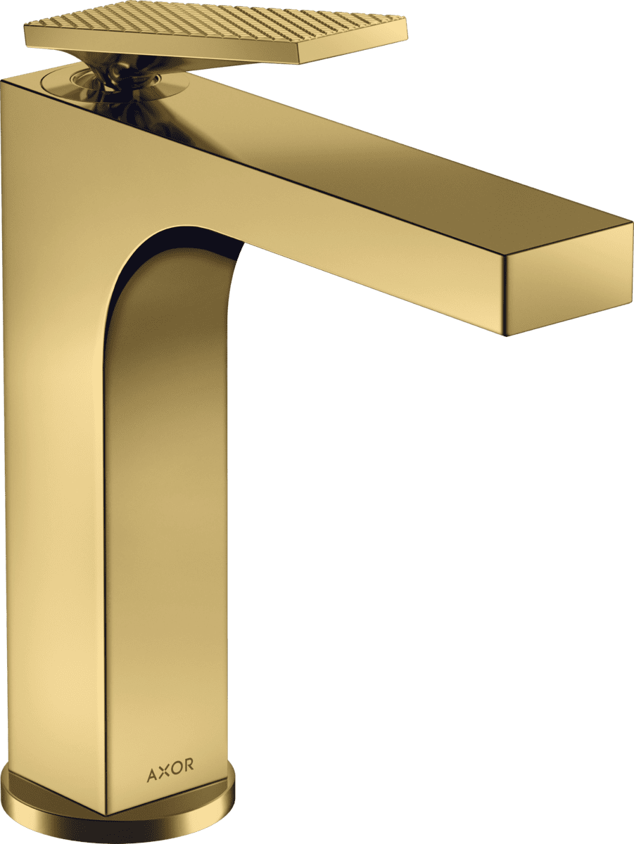 HANSGROHE AXOR Citterio Einhebel-Waschtischmischer 160 mit Hebelgriff und Ablaufgarnitur - Rautenschliff #39081990 - Polished Gold Optic