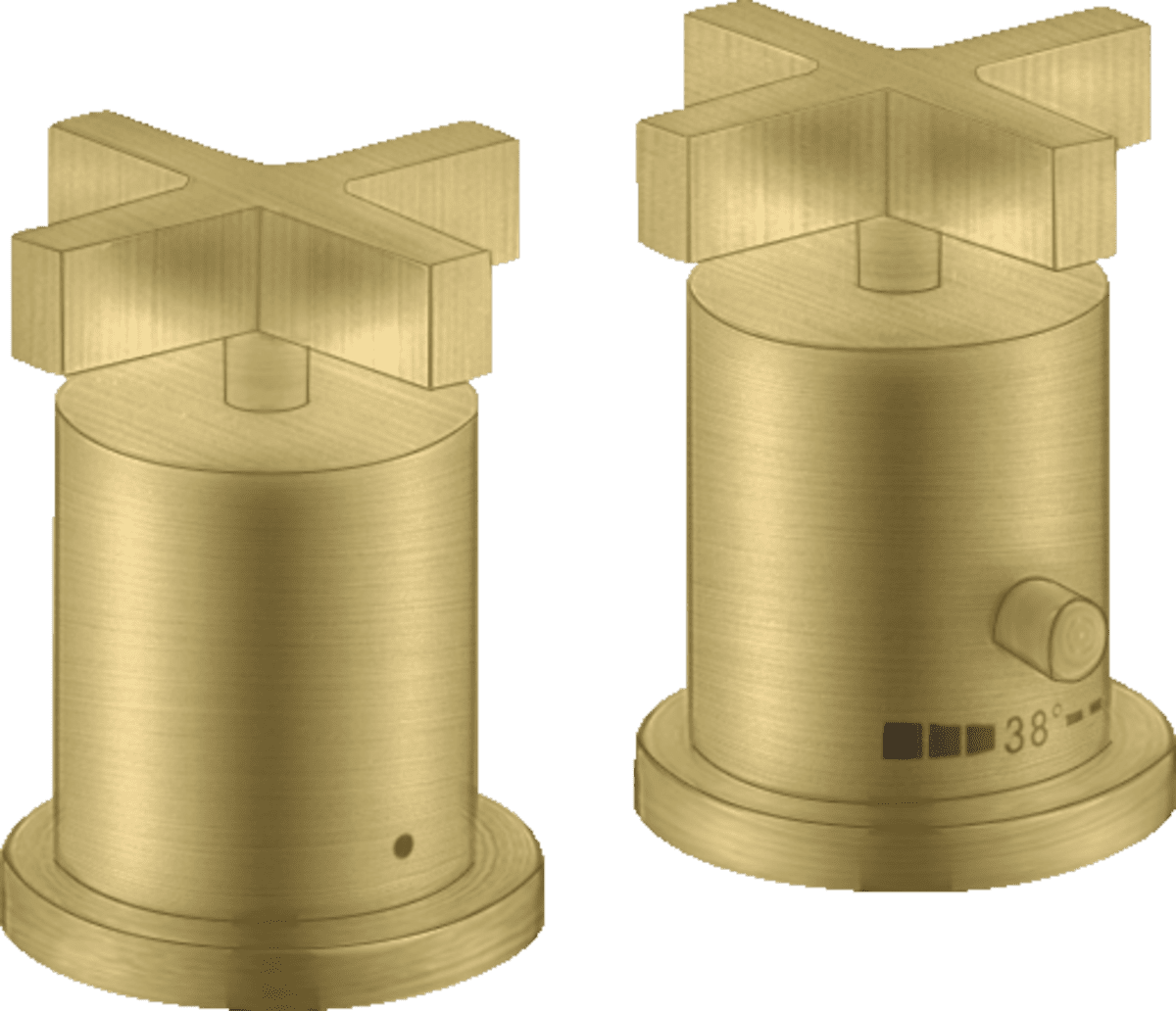 Зображення з  HANSGROHE AXOR Citterio 2-hole rim mounted thermostatic bath mixer with cross handles #39480950 - Brushed Brass
