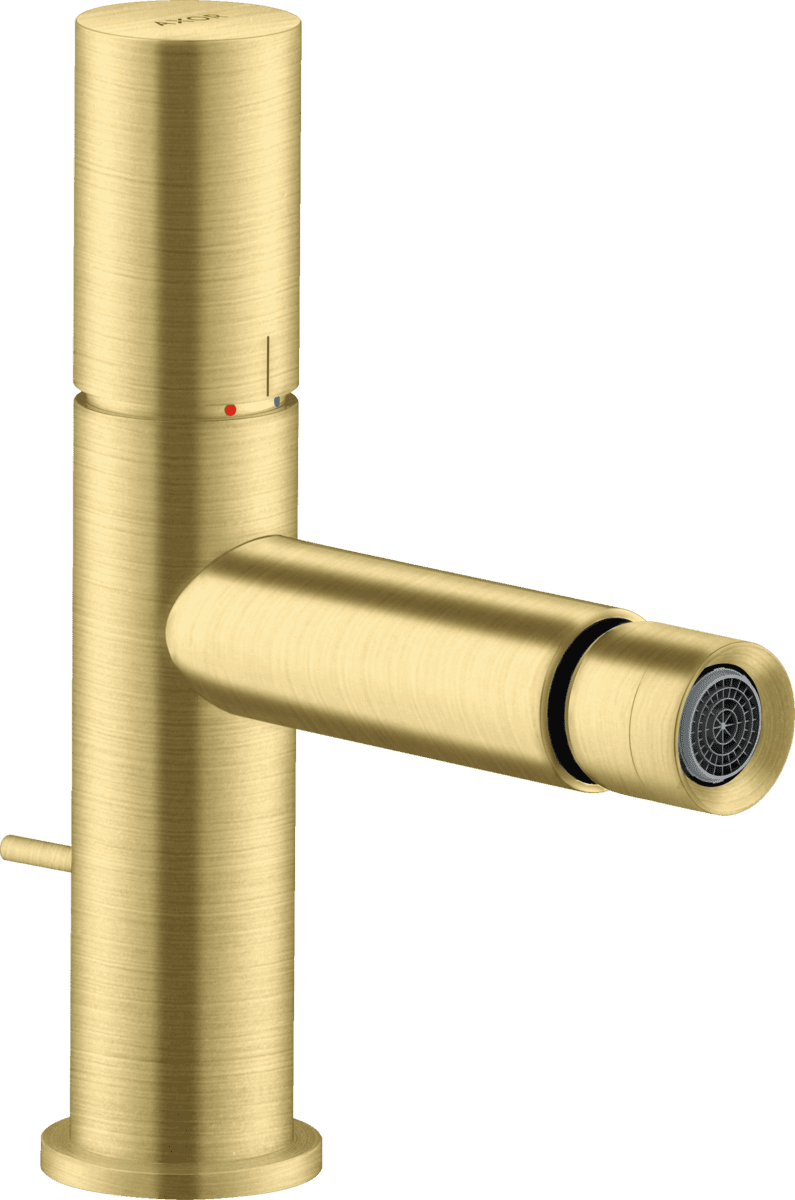HANSGROHE AXOR Uno Einhebel-Bidetmischer mit Zerogriff und Zugstangen-Ablaufgarnitur #45200950 - Brushed Brass