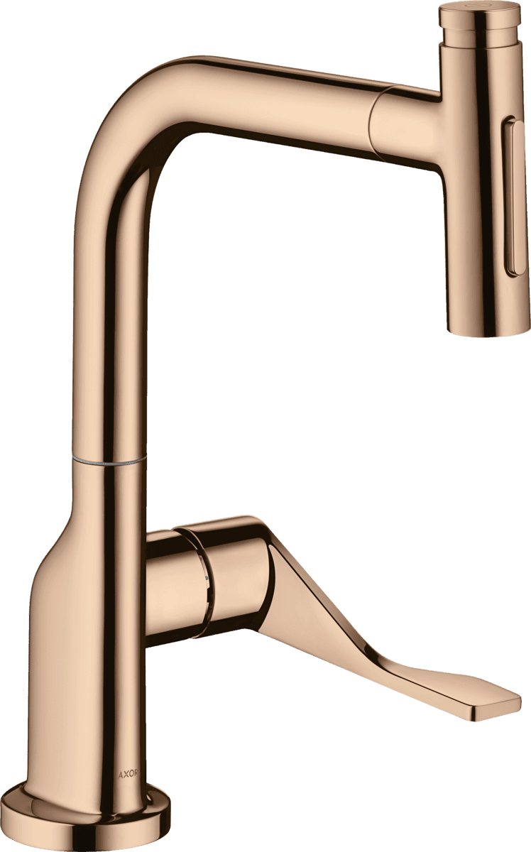 Зображення з  HANSGROHE AXOR Citterio Single lever kitchen mixer Select 230 2jet with pull-out spray and sBox #39862300 - Polished Red Gold
