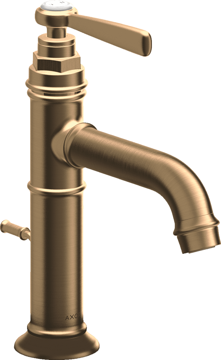 HANSGROHE AXOR Montreux Einhebel-Waschtischmischer 100 mit Hebelgriff und Zugstangen-Ablaufgarnitur #16515140 - Brushed Bronze