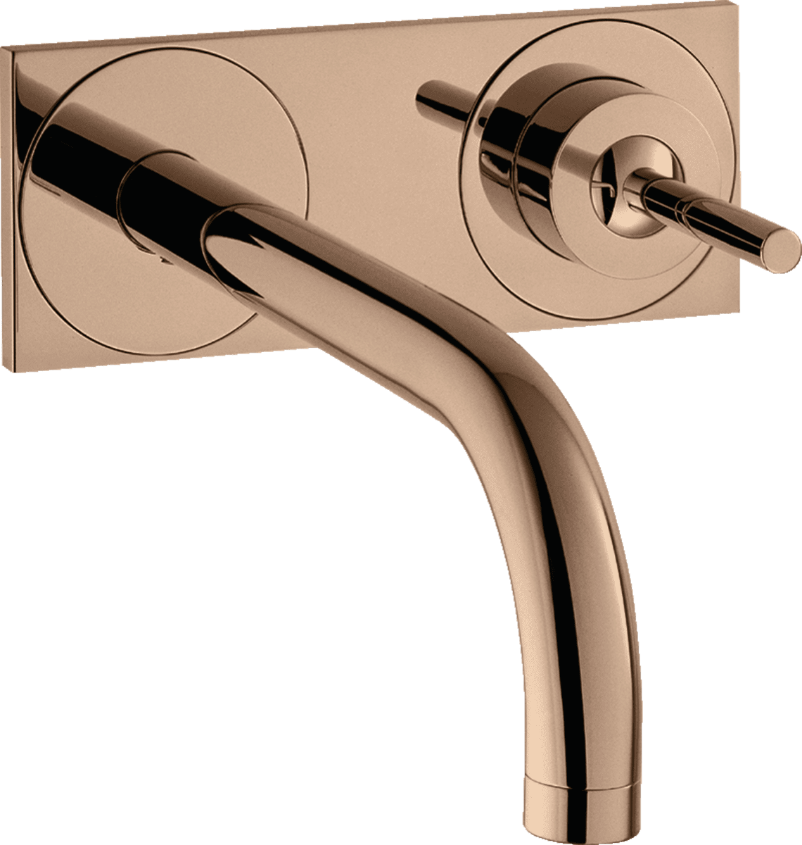 HANSGROHE AXOR Uno Einhebel-Waschtischmischer Unterputz für Wandmontage mit Auslauf 225 mm und Platte #38115300 - Polished Red Gold