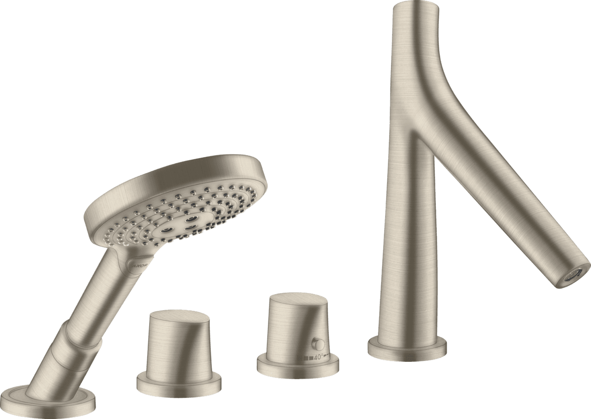 HANSGROHE AXOR Starck Organic 4-Loch Wannenrandarmatur mit Thermostat #12425820 - Brushed Nickel