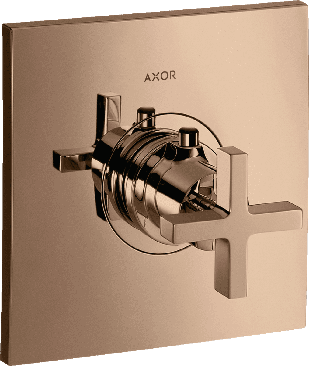 HANSGROHE AXOR Citterio Thermostat HighFlow Unterputz mit Kreuzgriff #39716300 - Polished Red Gold