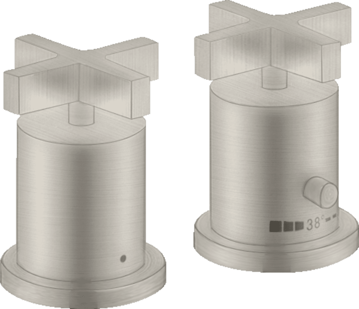 Зображення з  HANSGROHE AXOR Citterio 2-hole rim mounted thermostatic bath mixer with cross handles #39480800 - Stainless Steel Optic
