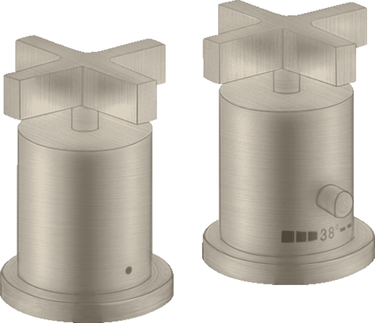 Зображення з  HANSGROHE AXOR Citterio 2-hole rim mounted thermostatic bath mixer with cross handles #39480820 - Brushed Nickel