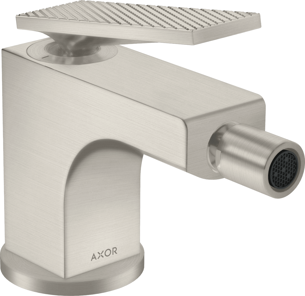 HANSGROHE AXOR Citterio Einhebel-Bidetmischer mit Hebelgriff und Zugstangen-Ablaufgarnitur - Rautenschliff #39201800 - Edelstahl Optic