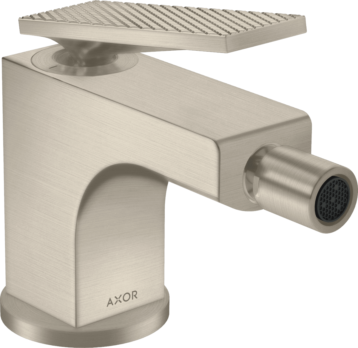 HANSGROHE AXOR Citterio Einhebel-Bidetmischer mit Hebelgriff und Zugstangen-Ablaufgarnitur - Rautenschliff #39201820 - Brushed Nickel