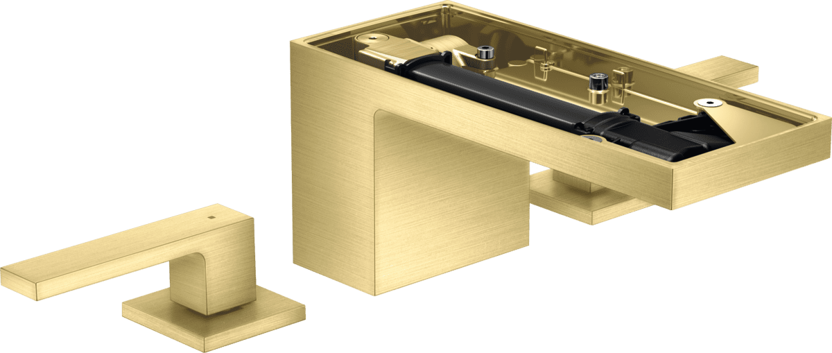 HANSGROHE AXOR MyEdition 3-Loch Waschtischarmatur 70 mit Push-Open Ablaufgarnitur ohne Platte #47052950 - Brushed Brass
