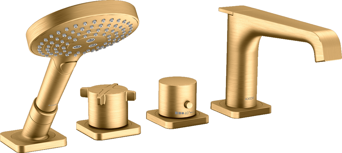 HANSGROHE AXOR Citterio E 4-Loch Wannenrandarmatur mit Thermostat #36411950 - Brushed Brass