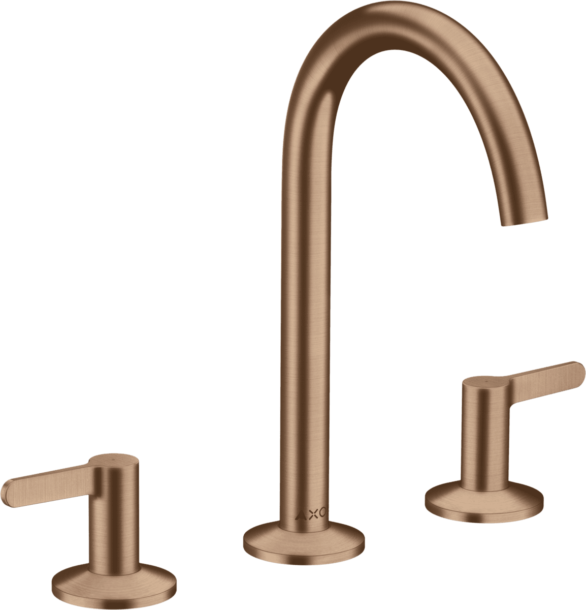 HANSGROHE AXOR One 3-Loch Waschtischarmatur 170 mit Hebelgriffen und Push-Open Ablaufgarnitur #48050310 - Brushed Red Gold