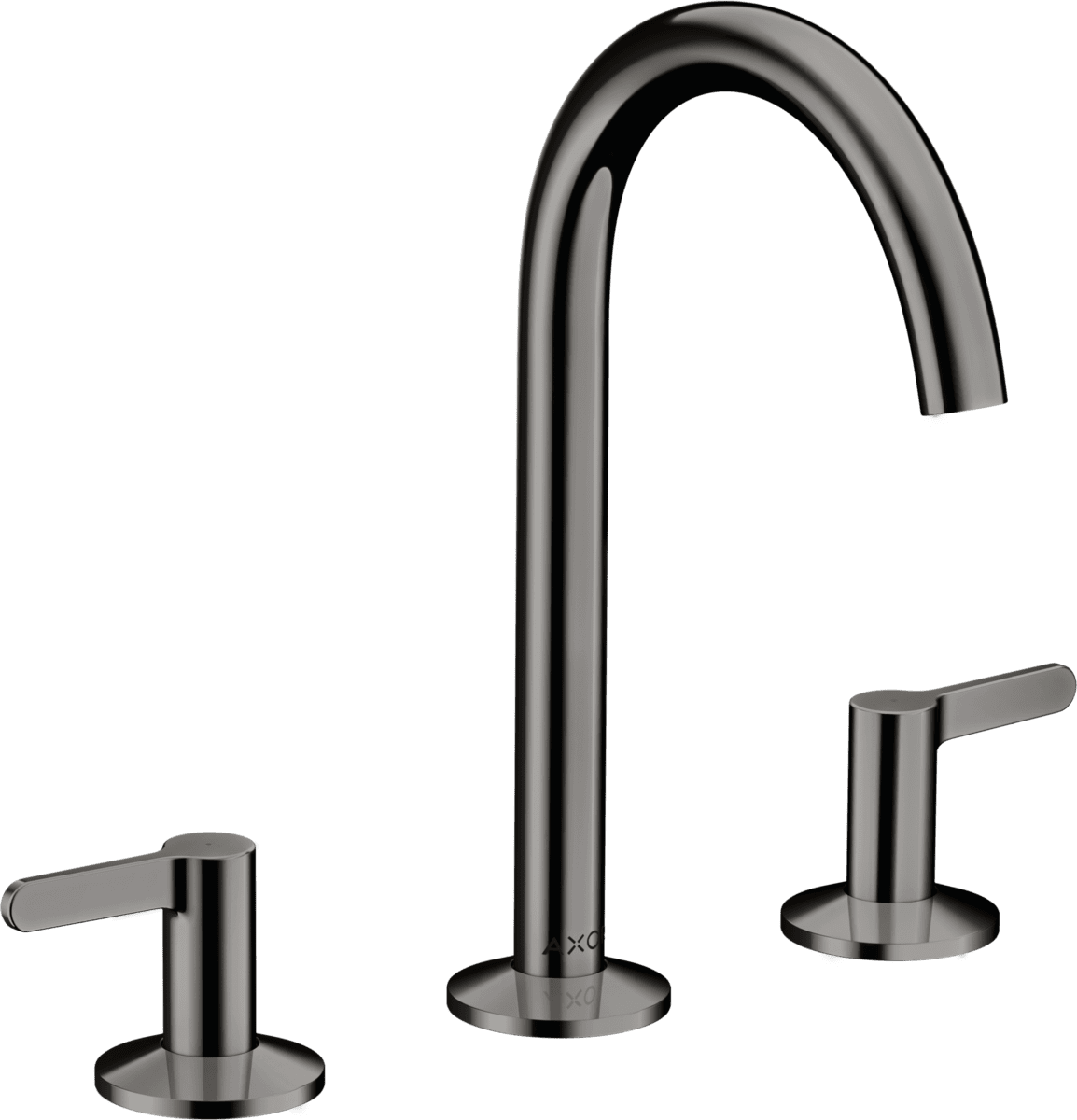 HANSGROHE AXOR One 3-Loch Waschtischarmatur 170 mit Hebelgriffen und Push-Open Ablaufgarnitur #48050330 - Polished Black Chrome