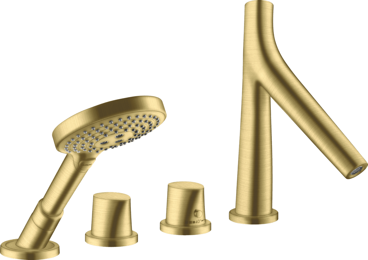 HANSGROHE AXOR Starck Organic 4-Loch Wannenrandarmatur mit Thermostat #12425950 - Brushed Brass