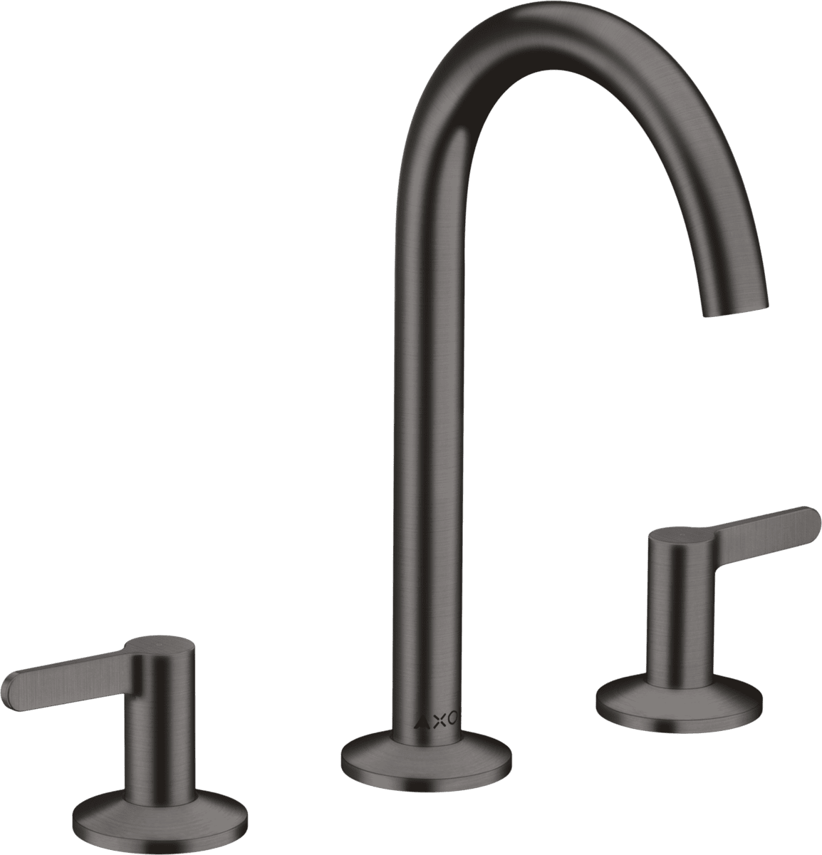 HANSGROHE AXOR One 3-Loch Waschtischarmatur 170 mit Hebelgriffen und Push-Open Ablaufgarnitur #48050340 - Brushed Black Chrome