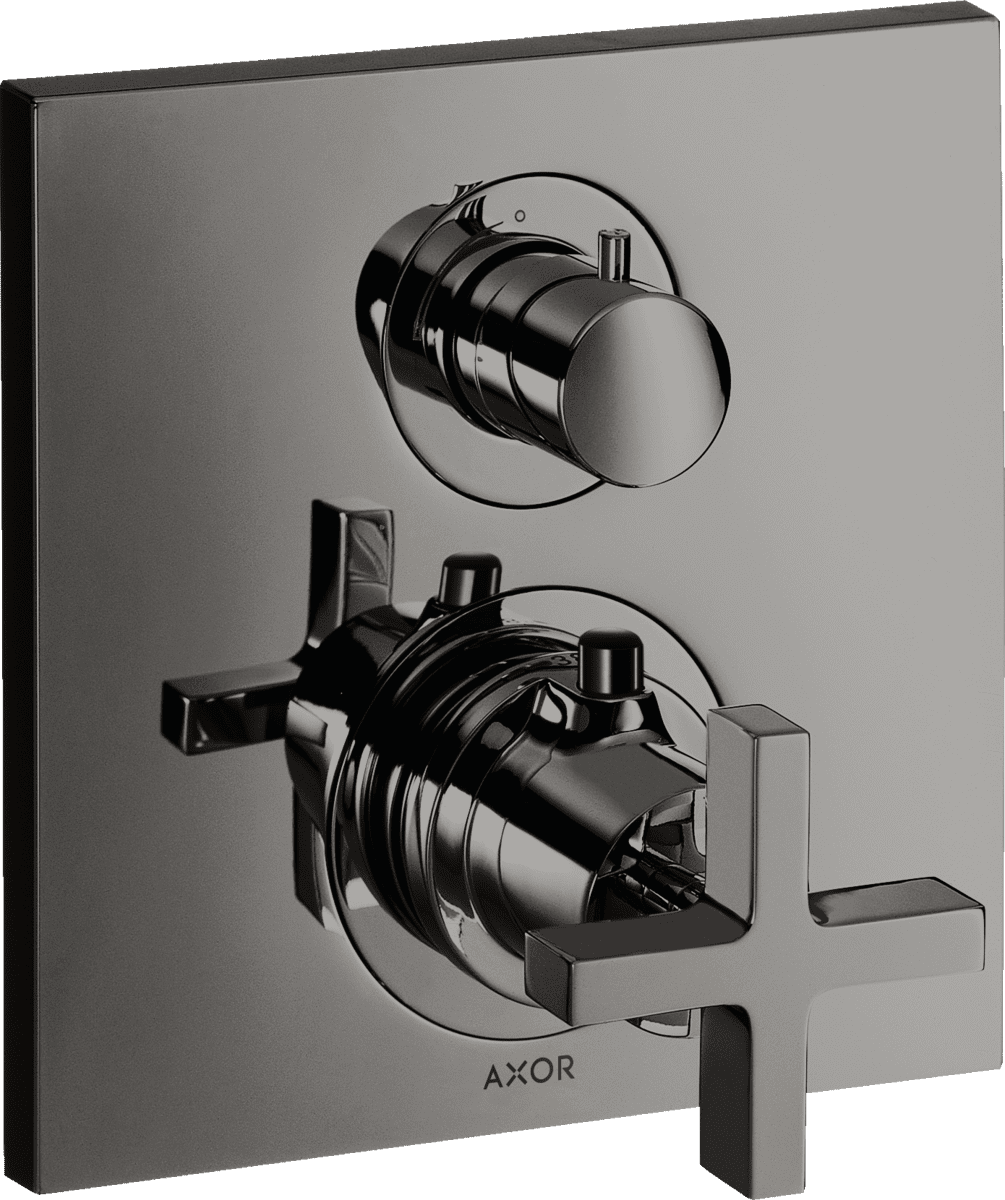 Obrázek HANSGROHE Skrytý termostat AXOR Citterio s uzavíracím ventilem a křížovou rukojetí #39705330 - Leštěný černý chrom