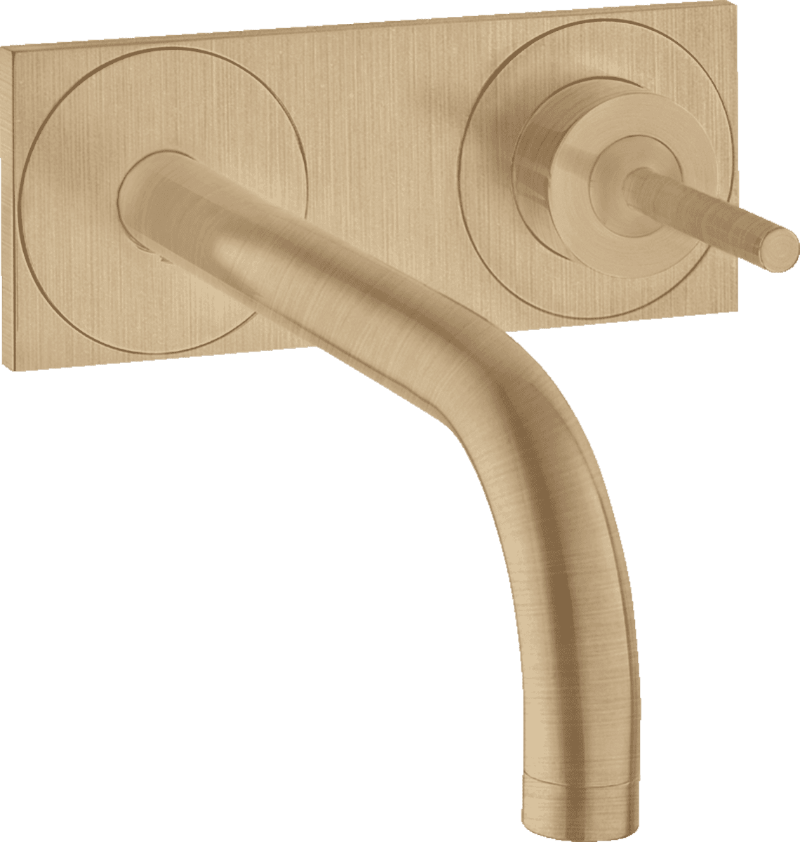 HANSGROHE AXOR Uno Einhebel-Waschtischmischer Unterputz für Wandmontage mit Auslauf 225 mm und Platte #38115140 - Brushed Bronze