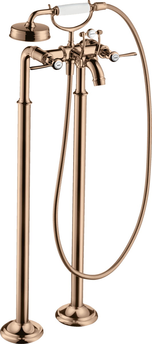 HANSGROHE AXOR Montreux 2-Griff Wannenarmatur bodenstehend mit Hebelgriffen #16553300 - Polished Red Gold