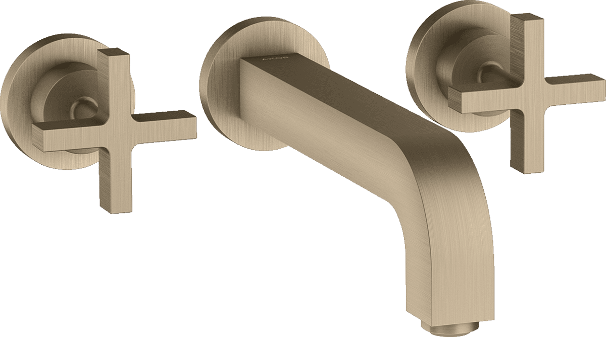 HANSGROHE AXOR Citterio 3-Loch Waschtischarmatur Unterputz für Wandmontage mit Auslauf 222 mm, Kreuzgriffen und Rosetten #39143820 - Brushed Nickel