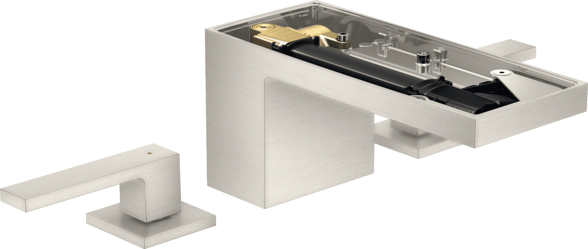 HANSGROHE AXOR MyEdition 3-Loch Waschtischarmatur 70 mit Push-Open Ablaufgarnitur ohne Platte #47052800 - Edelstahl Optic