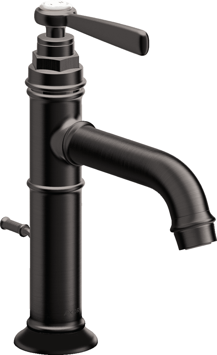 HANSGROHE AXOR Montreux Einhebel-Waschtischmischer 100 mit Hebelgriff und Zugstangen-Ablaufgarnitur #16515340 - Brushed Black Chrome
