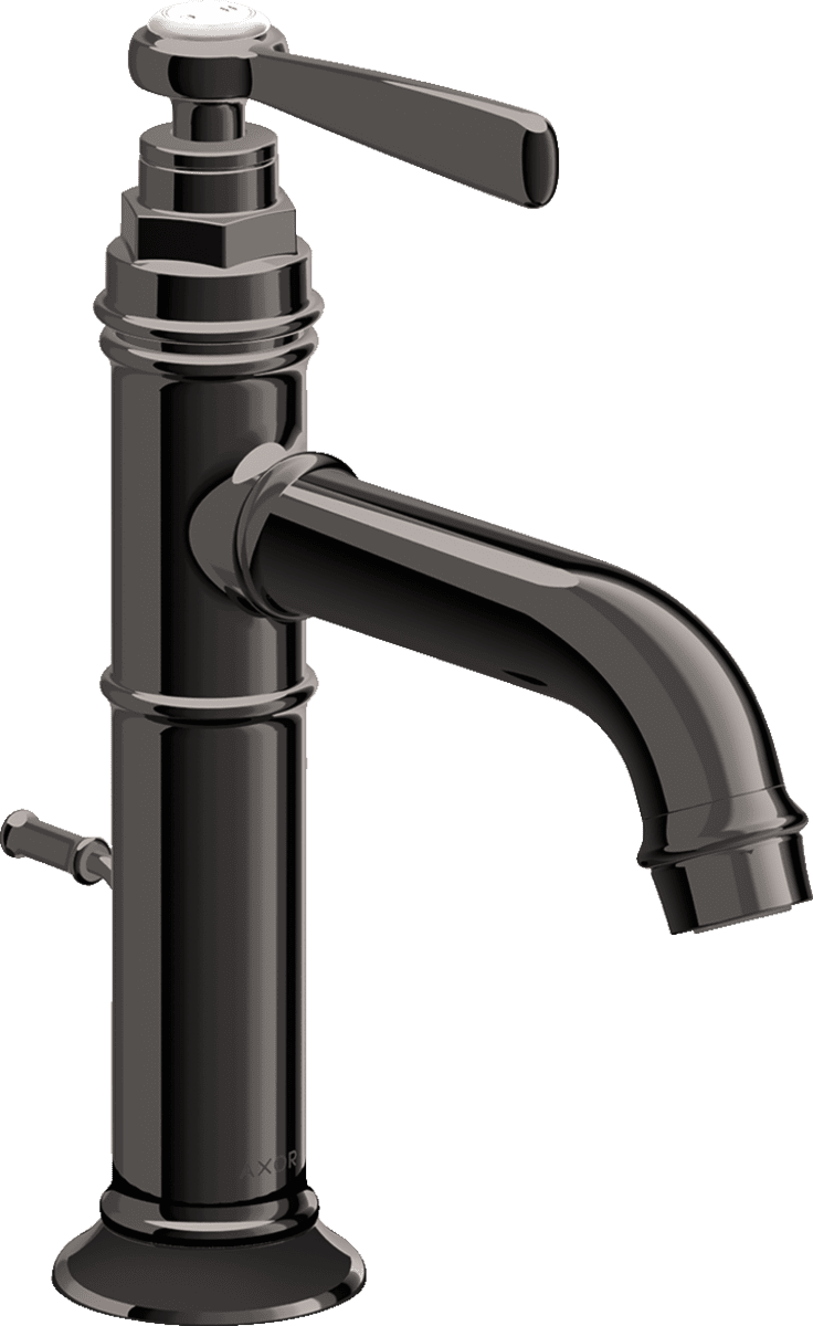 HANSGROHE AXOR Montreux Einhebel-Waschtischmischer 100 mit Hebelgriff und Zugstangen-Ablaufgarnitur #16515330 - Polished Black Chrome 16515330