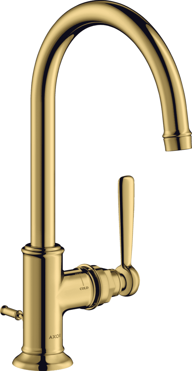 HANSGROHE AXOR Montreux Einhebel-Waschtischmischer 210 mit Hebelgriff und Zugstangen-Ablaufgarnitur #16517990 - Polished Gold Optic