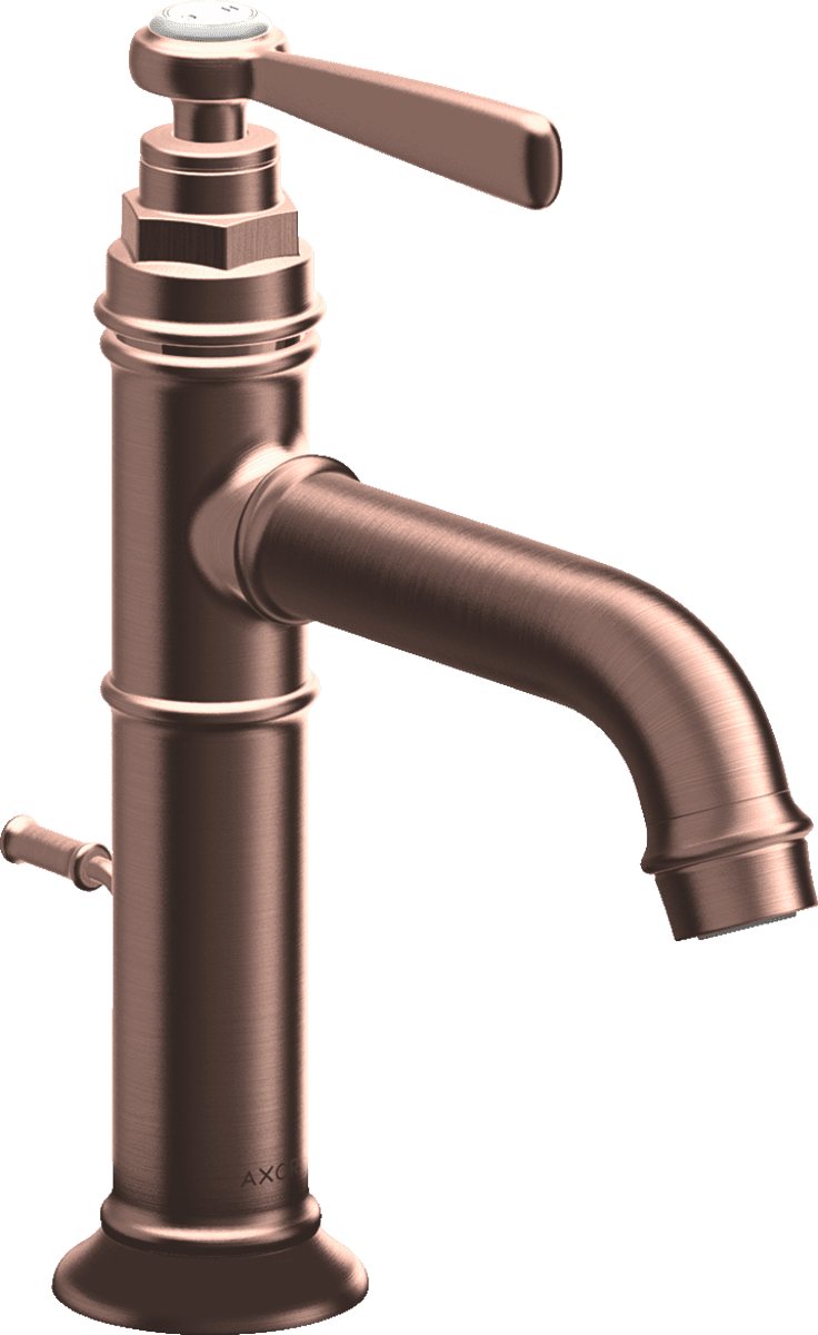 HANSGROHE AXOR Montreux Einhebel-Waschtischmischer 100 mit Hebelgriff und Zugstangen-Ablaufgarnitur #16515310 - Brushed Red Gold