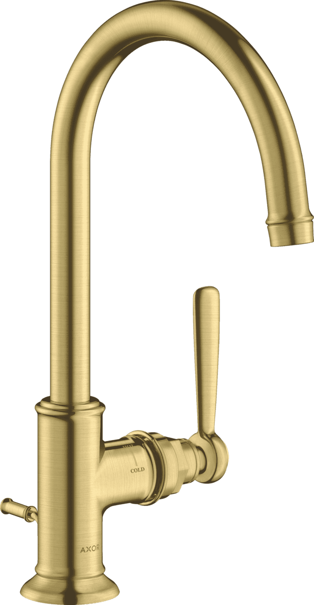 HANSGROHE AXOR Montreux Einhebel-Waschtischmischer 210 mit Hebelgriff und Zugstangen-Ablaufgarnitur #16517950 - Brushed Brass
