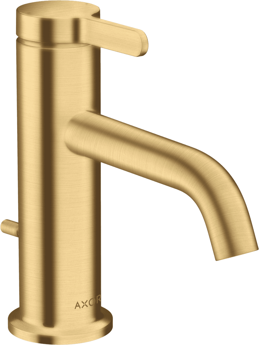 HANSGROHE AXOR One Einhebel-Waschtischmischer 70 mit Hebelgriff und Zugstangen-Ablaufgarnitur #48000250 - Brushed Gold Optic