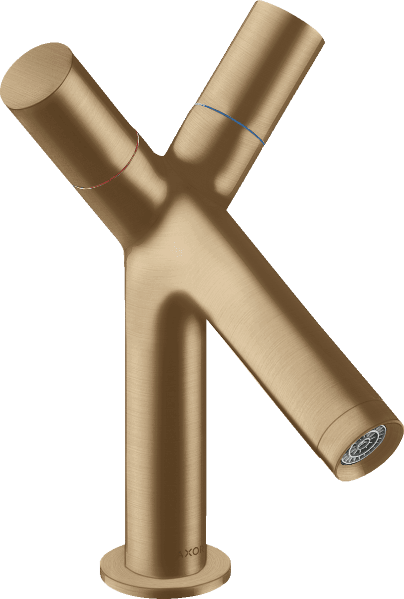 HANSGROHE AXOR Starck 2-Griff Waschtischarmatur 80 mit Zugstangen-Ablaufgarnitur #10030140 - Brushed Bronze