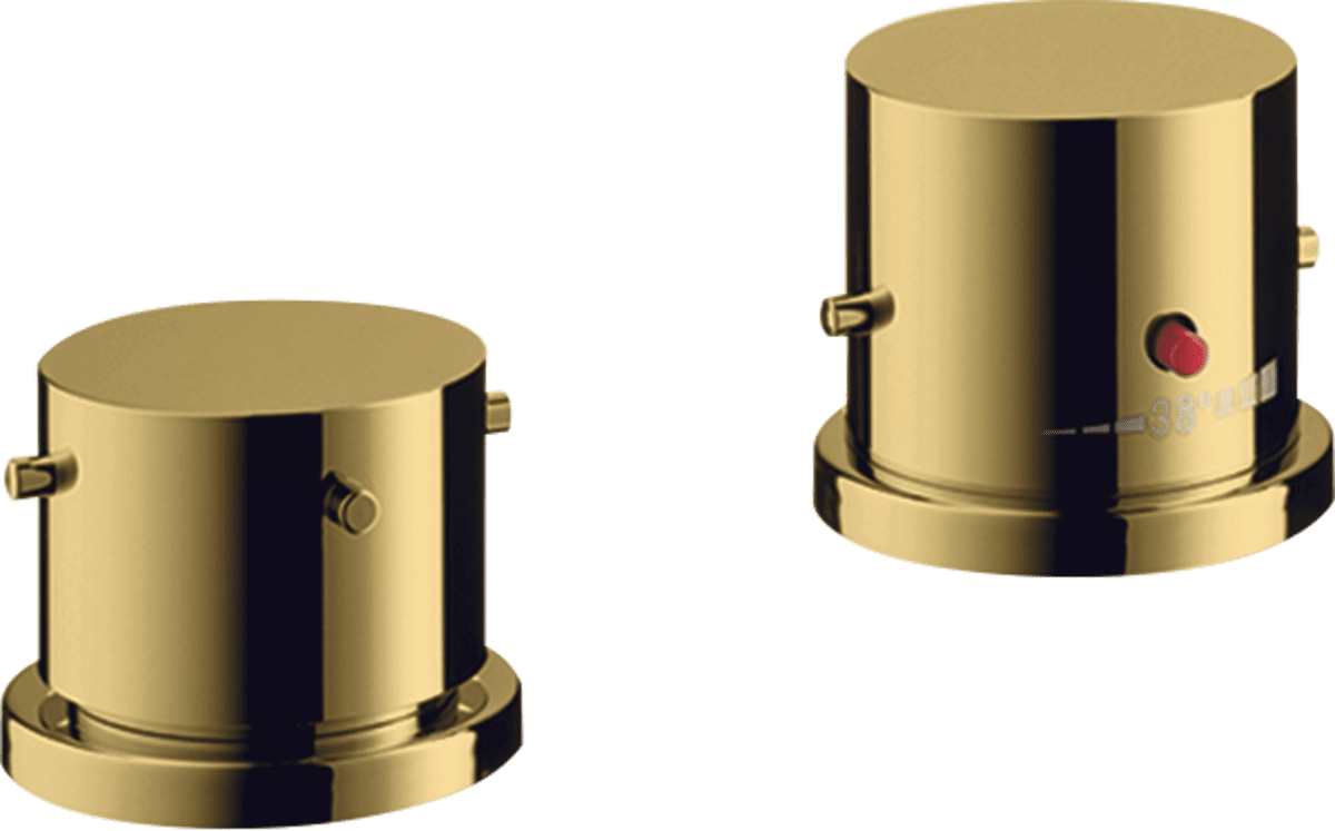 HANSGROHE AXOR Starck 2-Loch Wannenrandarmatur mit Thermostat und Zerogriffen #10480990 - Polished Gold Optic