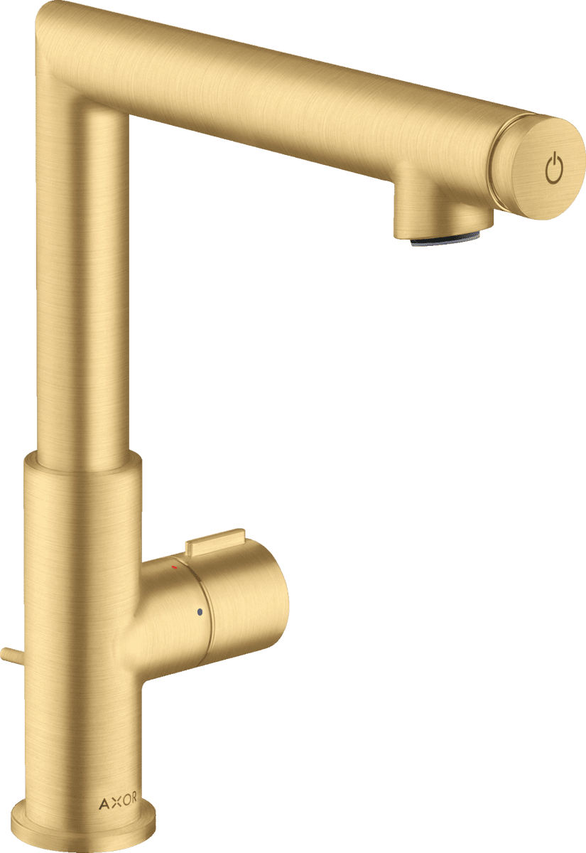 HANSGROHE AXOR Uno Waschtischmischer Select 220 mit Zugstangen-Ablaufgarnitur #45016250 - Brushed Gold Optic