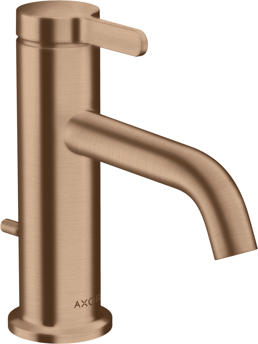 HANSGROHE AXOR One Einhebel-Waschtischmischer 70 mit Hebelgriff und Zugstangen-Ablaufgarnitur #48000310 - Brushed Red Gold