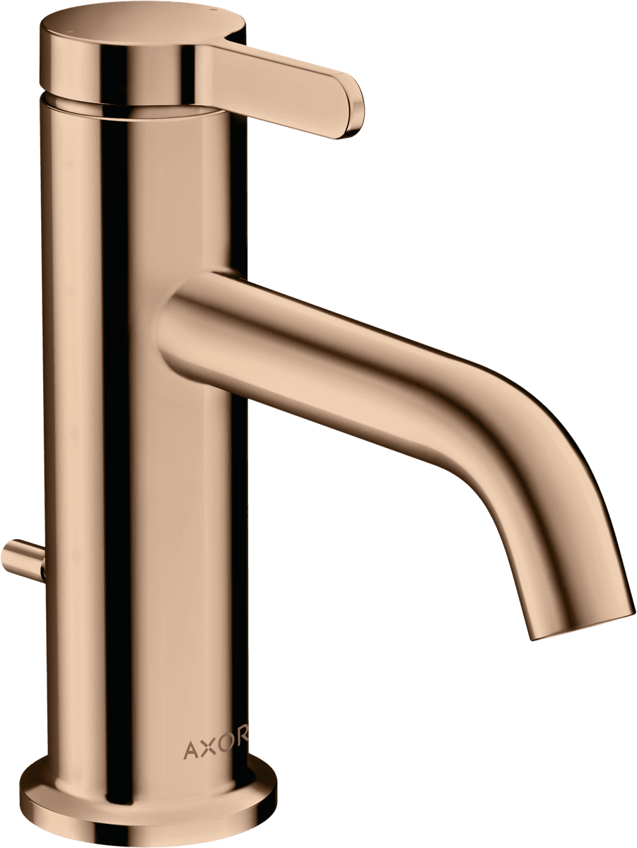 HANSGROHE AXOR One Einhebel-Waschtischmischer 70 mit Hebelgriff und Zugstangen-Ablaufgarnitur #48000300 - Polished Red Gold