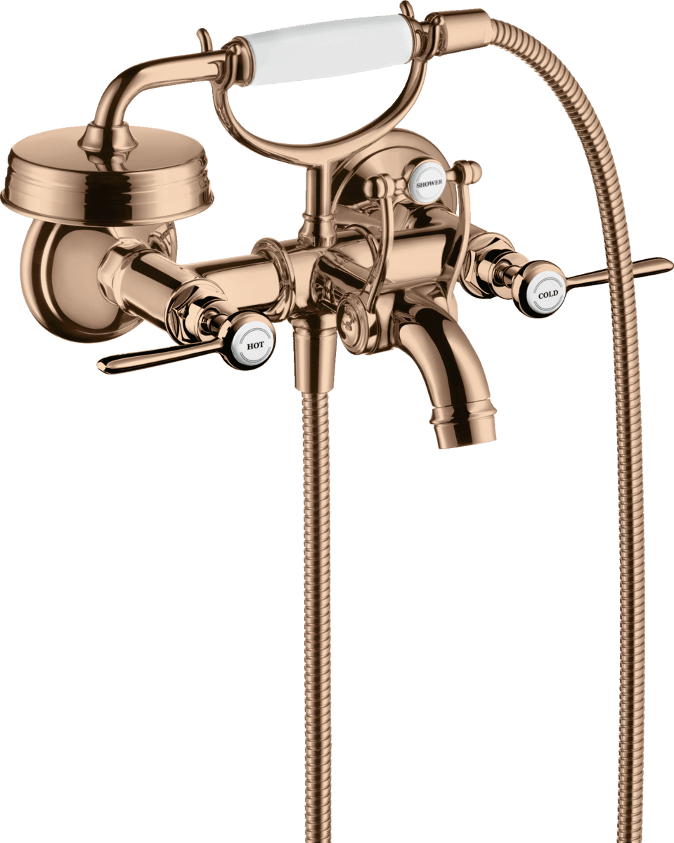 HANSGROHE AXOR Montreux 2-Griff Wannenarmatur Aufputz mit Hebelgriffen #16551300 - Polished Red Gold