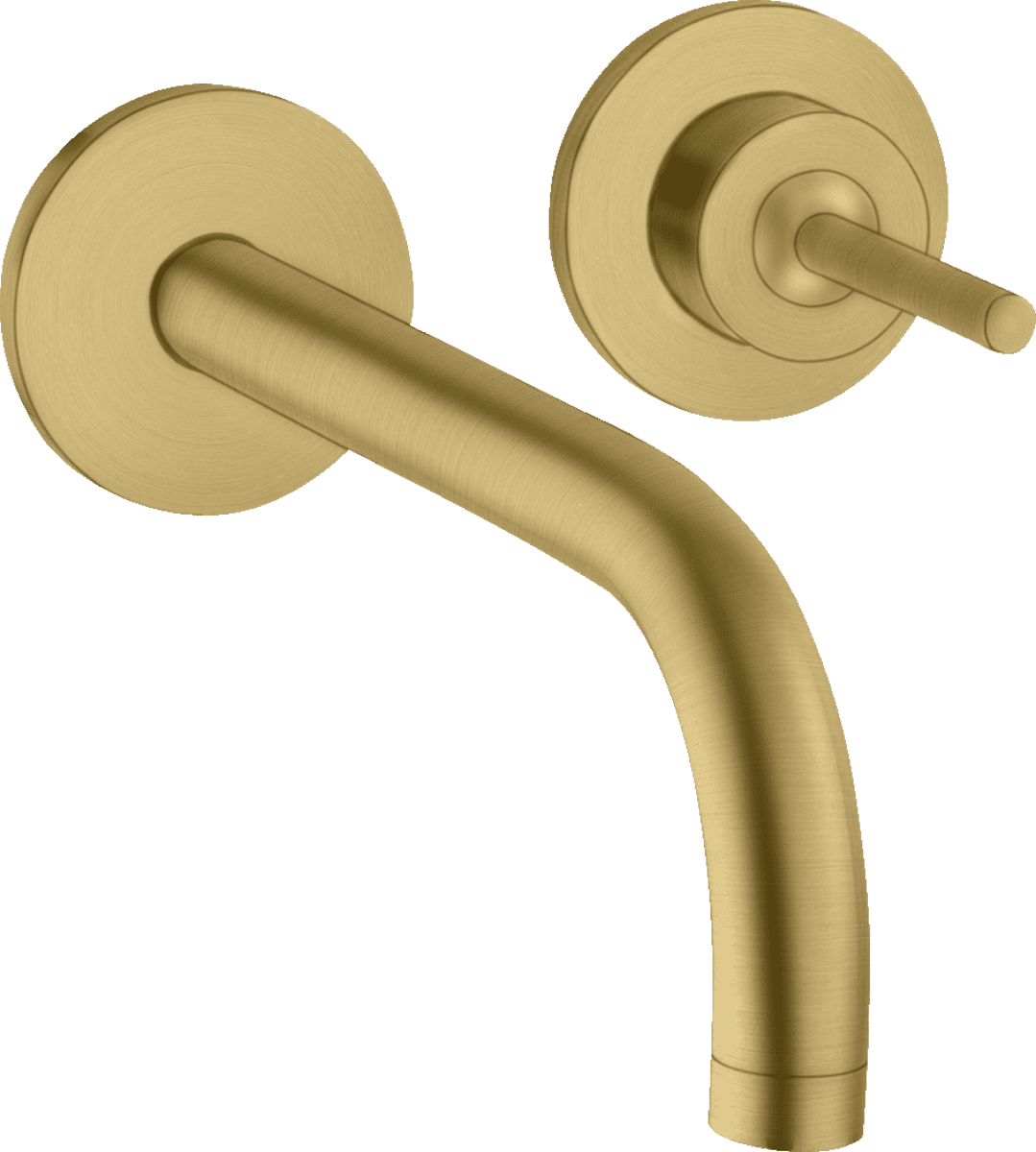 Зображення з  HANSGROHE AXOR Uno Single lever basin mixer for concealed installation wall-mounted with spout 225 mm and escutcheons #38116250 - Brushed Gold Optic