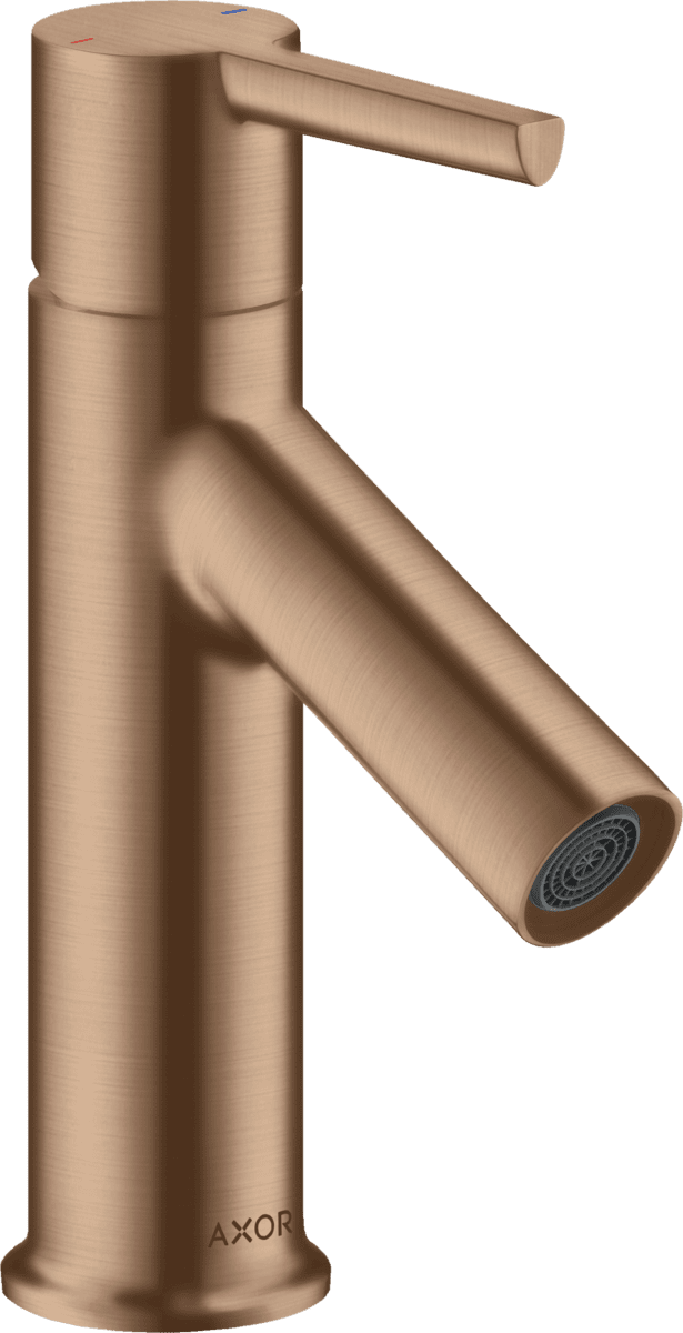 HANSGROHE AXOR Starck Einhebel-Waschtischmischer 80 mit Hebelgriff für Handwaschbecken mit Zugstangen-Ablaufgarnitur #10102310 - Brushed Red Gold