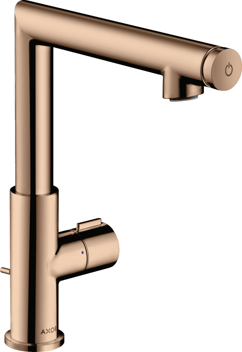 HANSGROHE AXOR Uno Waschtischmischer Select 220 mit Zugstangen-Ablaufgarnitur #45016300 - Polished Red Gold