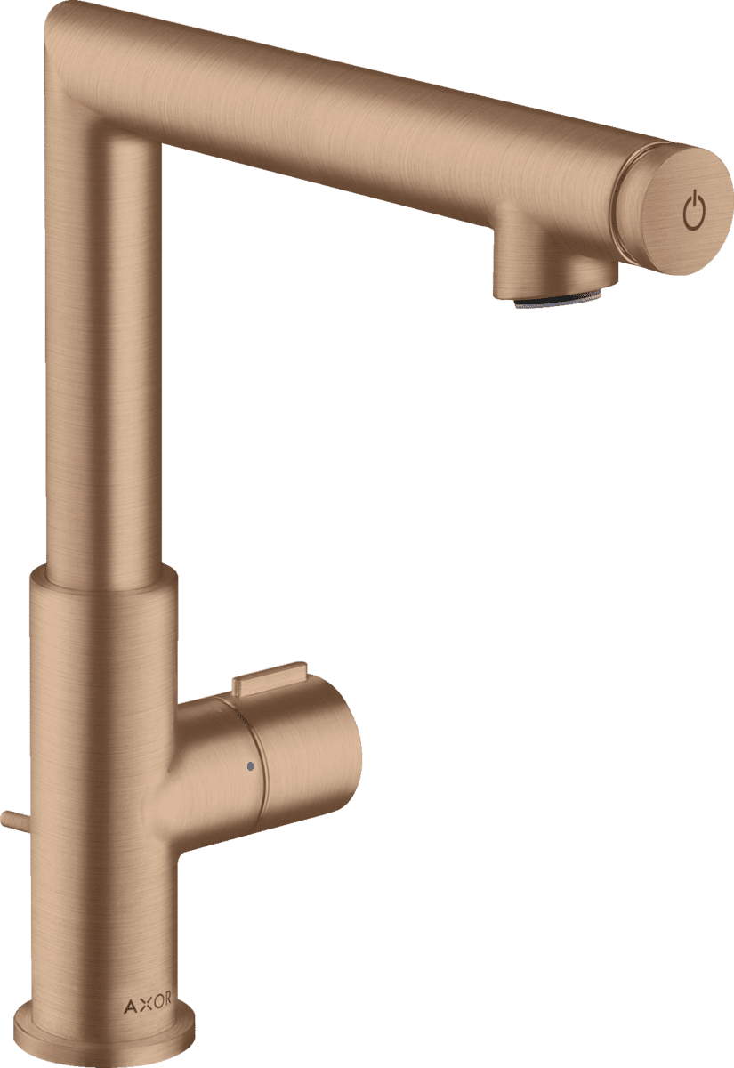 HANSGROHE AXOR Uno Waschtischmischer Select 220 mit Zugstangen-Ablaufgarnitur #45016310 - Brushed Red Gold