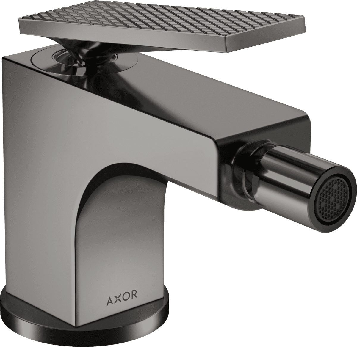 HANSGROHE AXOR Citterio Einhebel-Bidetmischer mit Hebelgriff und Zugstangen-Ablaufgarnitur - Rautenschliff #39201330 - Polished Black Chrome