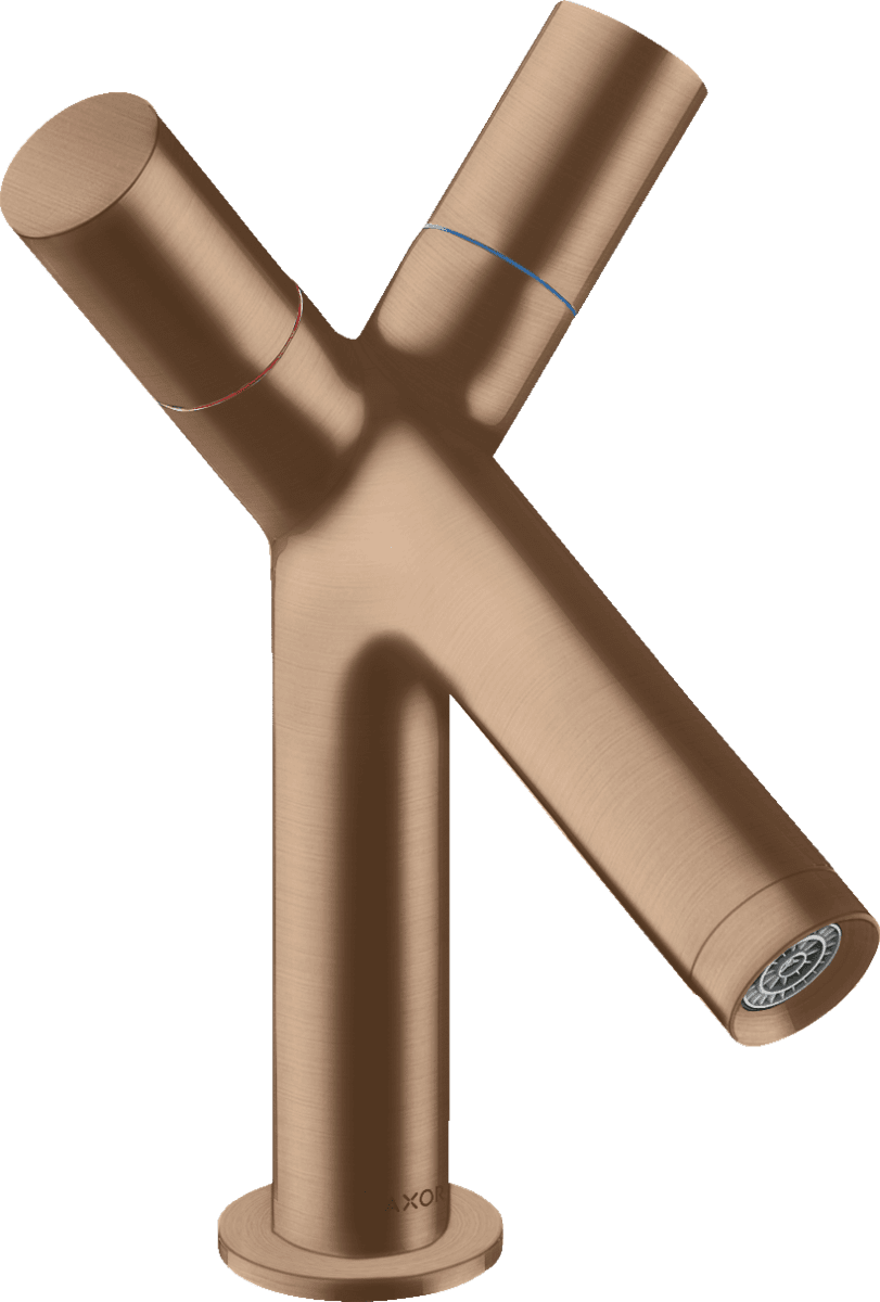 HANSGROHE AXOR Starck 2-Griff Waschtischarmatur 80 mit Zugstangen-Ablaufgarnitur #10030310 - Brushed Red Gold
